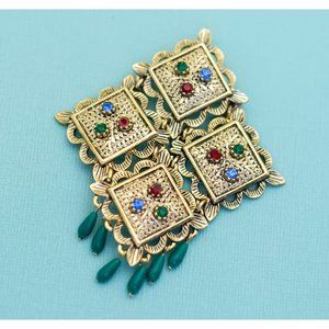 Vintage Geometric Square Gold Tone Victorian Brooch by Sarah Coventry - E8